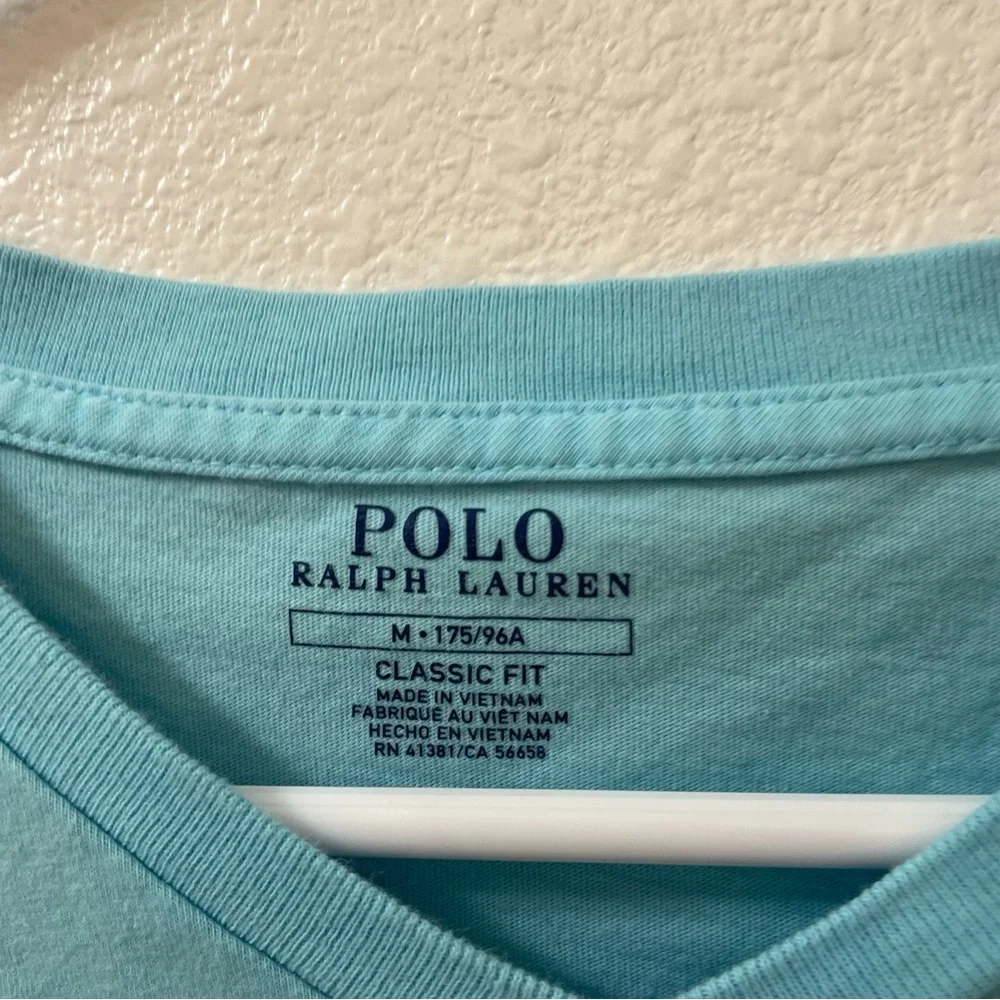 Polo Ralph Lauren v neck classic fit shirt teal blue medium
